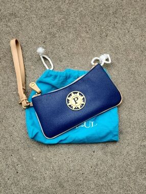 Parazul Navy Wristlet with Tan Strap